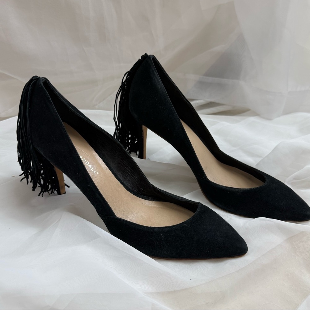 LOEFFLER RANDALL PARI SUEDE FRINGE PUMPS POINT TOE SIZE 10